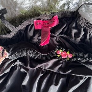Betsey Johnson Black Chemise with Pink Floral Details